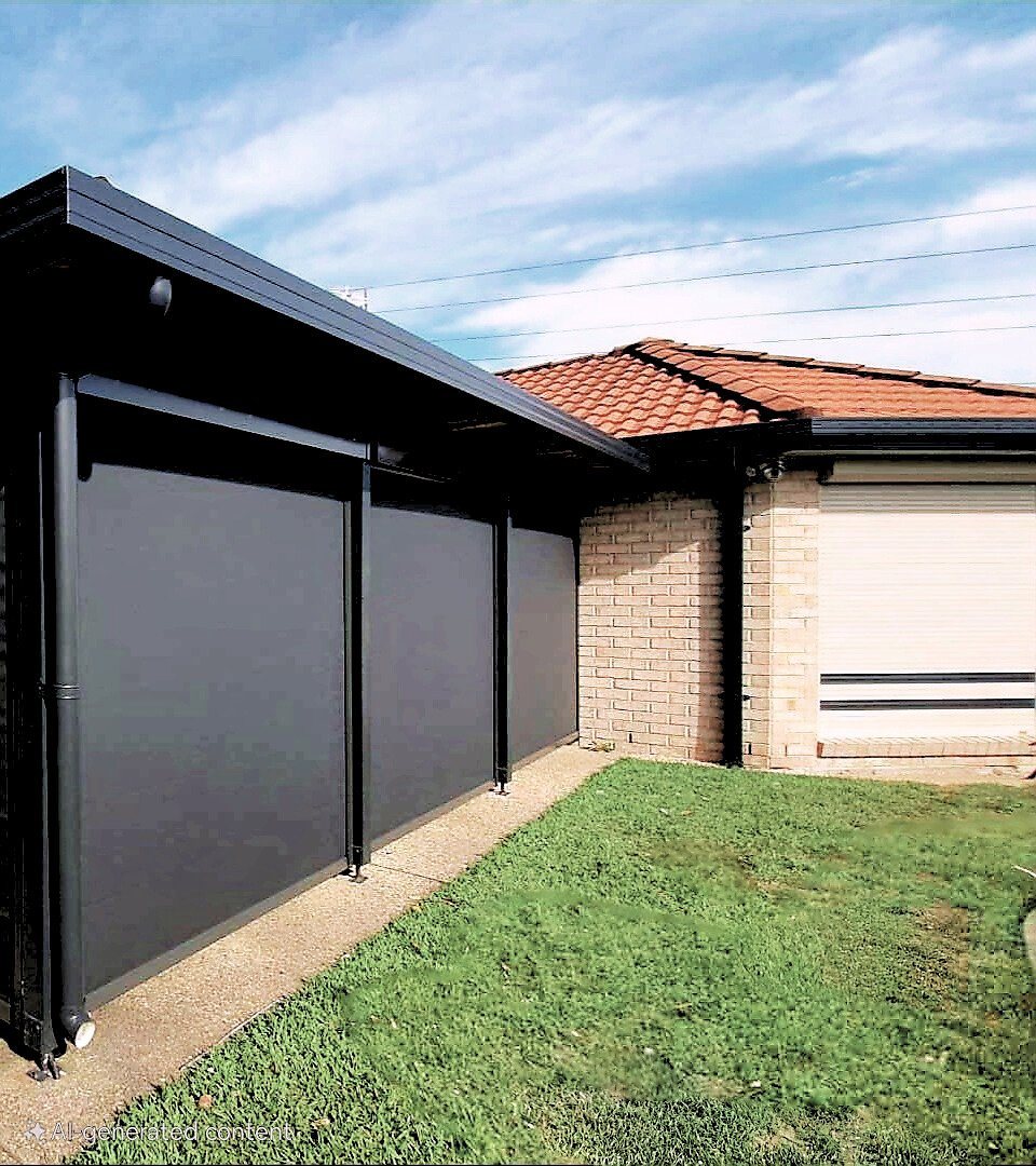 Black zip screens along a brick home in Maryland, Newcastle